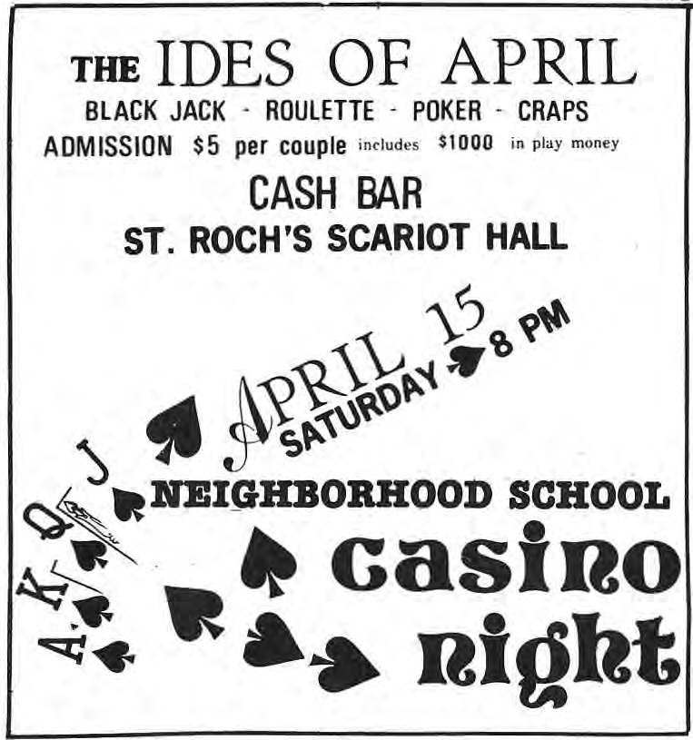 Original hand-lettered poster for the April 15, 1978 school benefit.