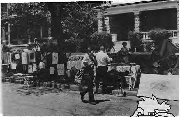 After the Mother’s Day Art Fairs of the70s, the Biggest Yard Sale came to Skinker-DeBaliviere. Like many of us, late one Saturday a tired neighbor sat amid what was left of her vast front yard sale. Photo by King Schoenfeld.