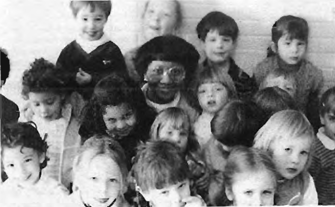 Archival Grace Pre-School photograph reproduced with closure announcement. No names,dates or photographer credit printed.