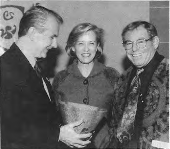 Governor and Mrs. Holden congratulate artist Bill Kohn, recipient of 2002 Missouri Arts Award. Photographer not credited.