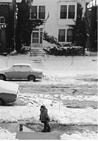6116 Westminster in 1973, painted white, with lots of ivy.
