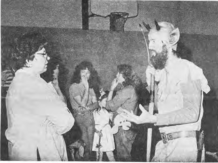 Jim Flynn in costume with Mary Gioia and Paul Ardekani.