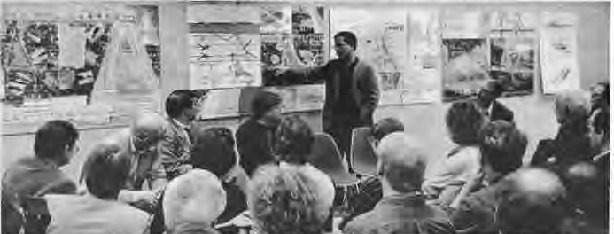On October 28, 1990, seven jurors critiqued design proposals for Delmar. Photo by King Schoenfeld.