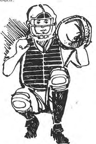 Original baseball catcher illustration.