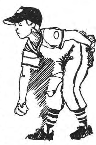 Original drawing of a baseball fielder wearing a glove.
