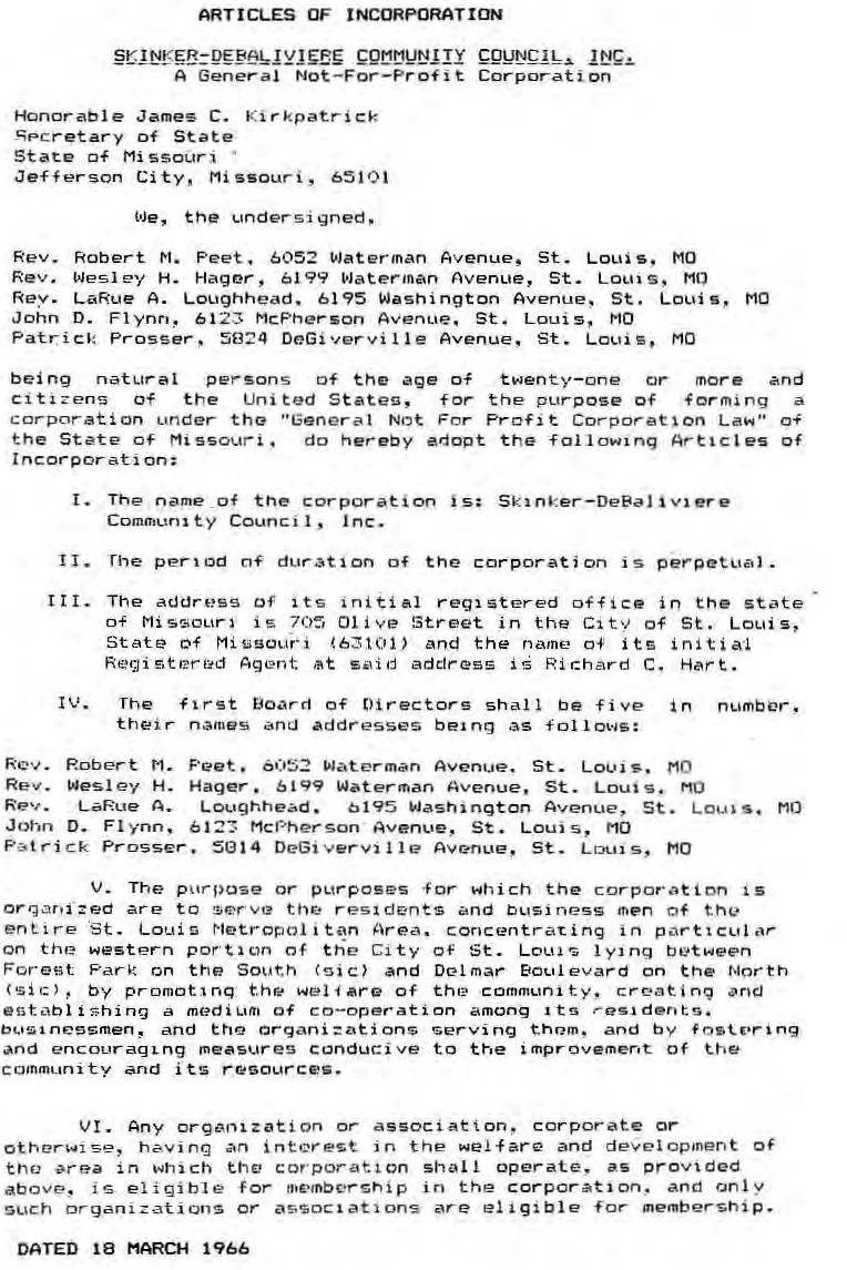 Original printed articles of incorporation.