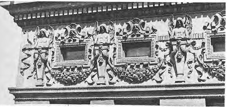Title Guaranty Building ornamental frieze and angels.