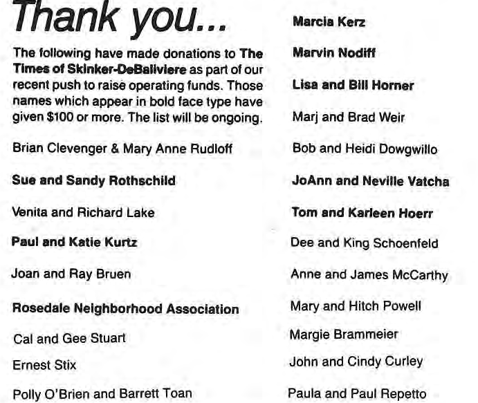 Original donor list with contribution acknowledgements.