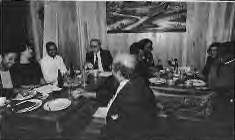 Committee members dine at Thai Cafe. Photographer not credited.