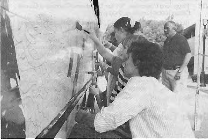 Andy Cross working on an art project. No additional printed caption;photographer not credited.