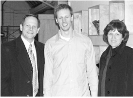 Mayor Francis Slay and wife Kim with Jim McKelvey at Third Degree Glass Factory. Photo courtesy Third Degree Glass Factory.