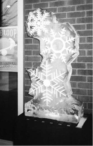 Ice sculpture at the Regional Arts Commission at the 2 nd Annual Loop Ice Carnival.