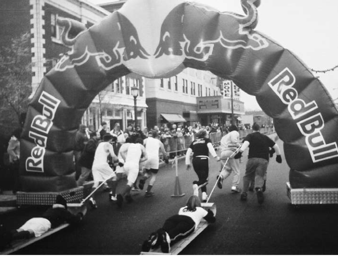 Human Dog Sled Race at Regional Arts Commission at the 2 nd annual Loop Ice Carnival.