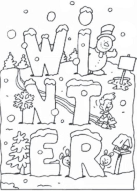 Original winter coloring illustration.