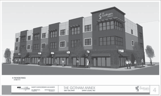 Original Gotham Annex project rendering printed in September–October 2012