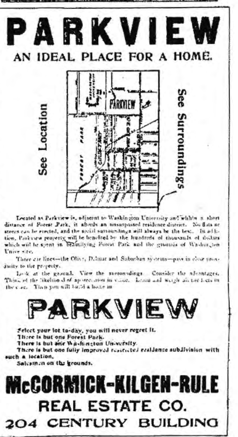 Historical Parkview advertisement reproduced in the original article.