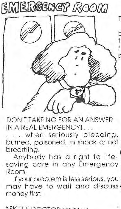 Original drawing of a patient at an emergency-room window.