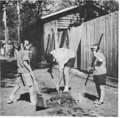 The Dorris family was at work In the 62xx Westminster - Washington alley. Pictured here are Carolina, Barb, and Henry.