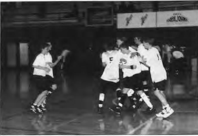 At the buzzer,the celebration begins. Photo by Kenneth Vanderbeek.