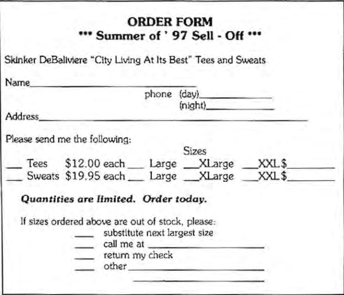 Original1997shirt order form;historical document,not a current offer.