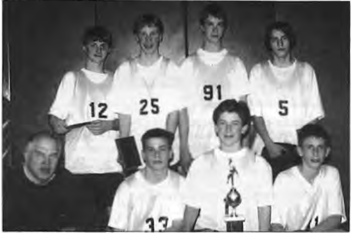 Front left to right:Coach Jerry Imming,James Grigsby,Chris Vanderbeek,Mike Bowe. Back left to right:James Wright,David Godar,Andrew Whiteman,Chris Imming. Not pictured:John Rice. Photo by Kenneth Vanderbeek.
