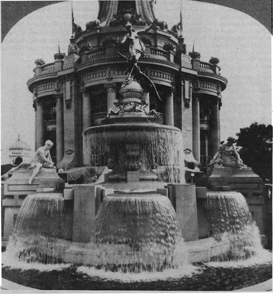 Graceful Fountain, a stereograph made by Keepstone View Company, 1904 World’s Fair. Photograph courtesy Missouri Historical Society, 1904. Printed Keepstone spelling retained.