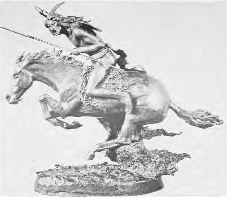 Newspaper reproduction of Frederic Remington’s The Cheyenne bronze sculpture.
