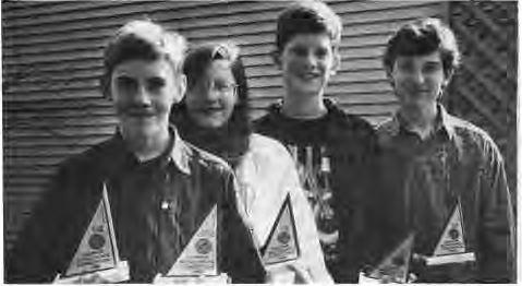 St. Roch students from left: Brian Perrin, Emily Gerard, Max Ferrigni, Jeremy Schoenfeld. Photographer not credited.