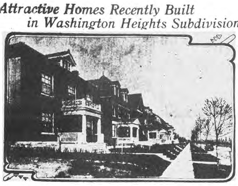 Historic 1908 newspaper image of Washington Heights houses.