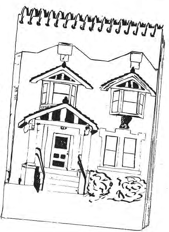 Original house-tour sketch of 6147 Westminster.