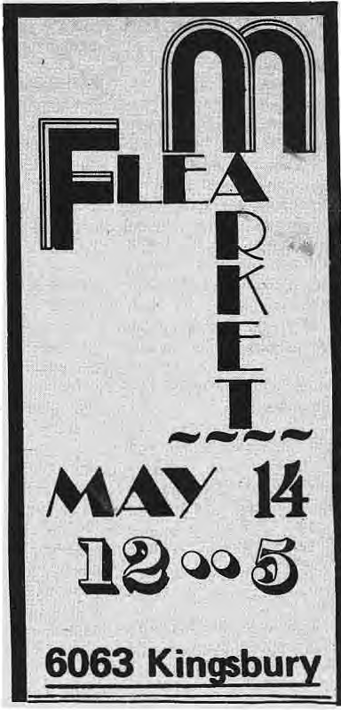Original poster for the May 14 flea market at 6063 Kingsbury.