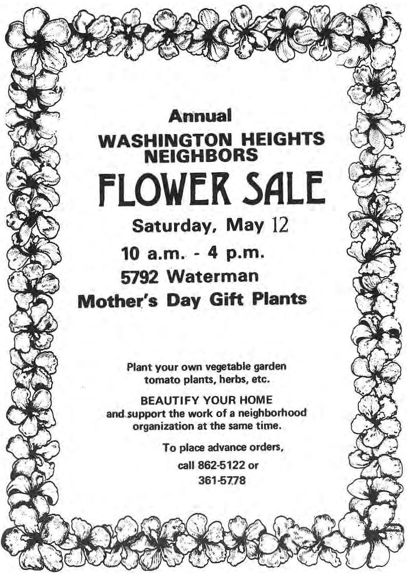 Original flower-bordered May 12 sale poster.