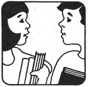 Original line illustration of two children holding books.