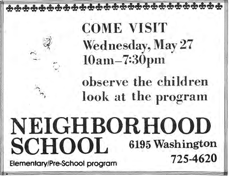 Original Neighborhood School open house notice.