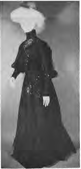 Black taffeta reception toilette, c.1904, bishop sleeves, cut steel beads, sequins, braid, lace insertions; designer Girolamo Giuseffi, St. Louis. Courtesy Missouri Historical Society.