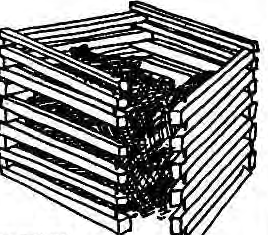 Original square compost-bin illustration. Illustrator not credited.