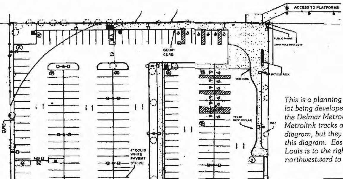Original planning diagram for Delmar MetroLink parking lot,part1of3. Overlapping original-image crops preserve complete diagram while excluding adjacent advertisements. Designer not credited.