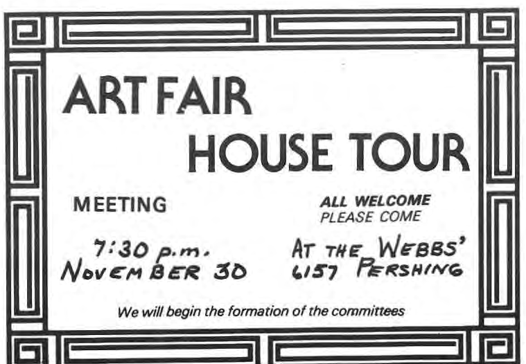 Original November 30 Art Fair planning invitation.