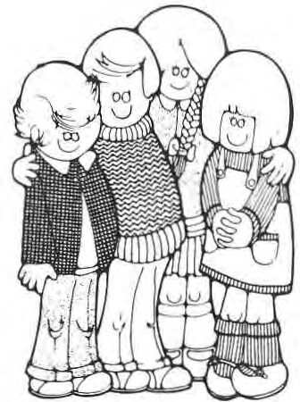 Original drawing of three children together.