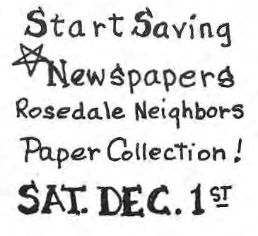 Hand-lettered newspaper collection notice for December 1.