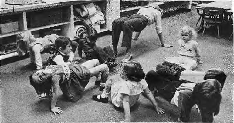 Children in the original St. Michael School classroom photograph.