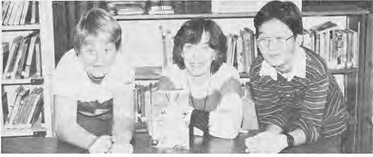 Ellen Matthews with New City students Chris Stuffle and James Kim.