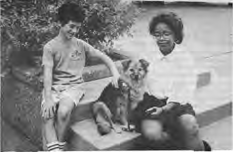 Danny Flynn pets Wendy, Crystal Wilson’s handsome pooch.