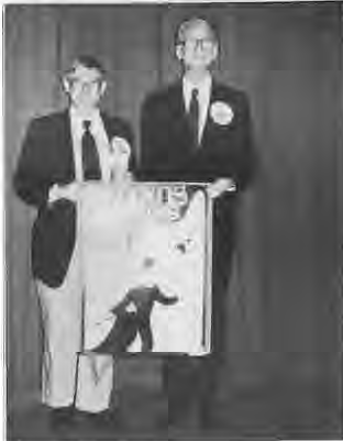 William Danforth and David Schmidt at a kickoff brunch for the 1991 caroling season. Photographer not credited.