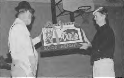 Presentation to Art Santen at the 25th Halloween party. Photo by King Schoenfeld.