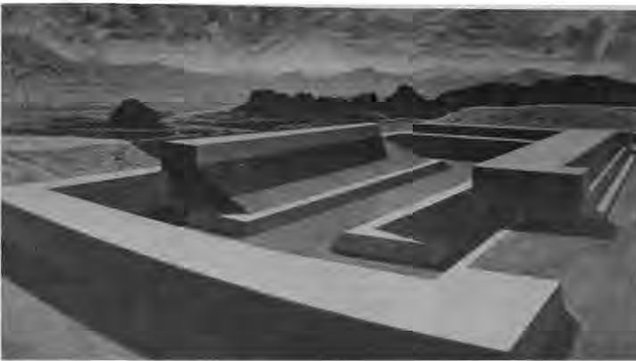 Bill Kohn’s “Yagul toward Tlacolula,” 57 × 112 inches, acrylic on canvas, 1993. Original artwork reproduction; photographer not credited.