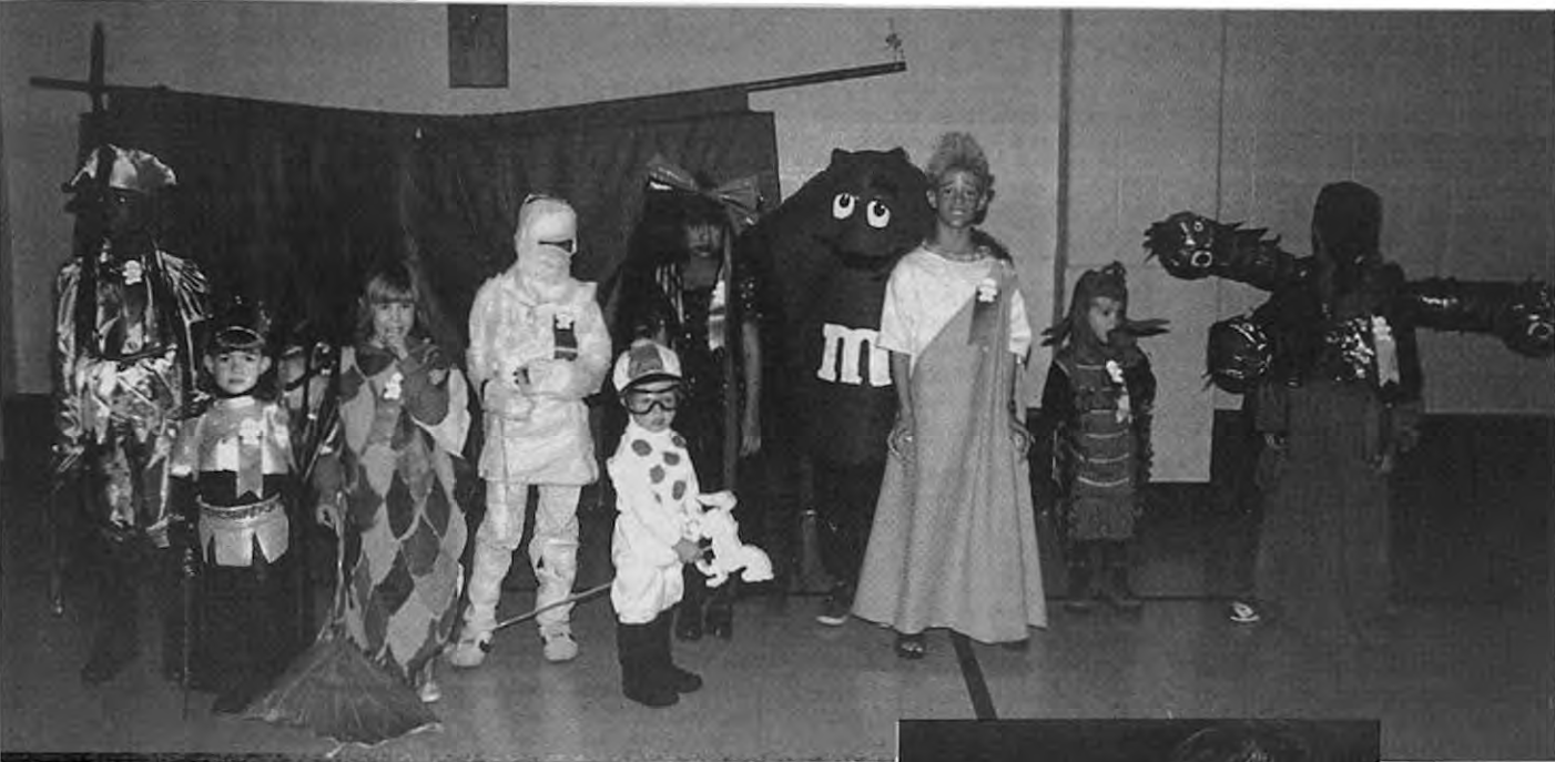 Costume prize winners at Rosedale’s30thAnnual Halloween Party. Names and costumes retained in accompanying source text. Photographer not credited.