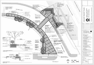 Original transit plaza plan reproduced with article. Plan designer not identified in source.