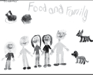 Original Food and Family artwork by Maddy Boxdorfer.