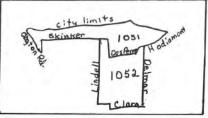 Original printed diagram of census tracts 1051 and 1052; historical tract boundaries, not a newly created map.